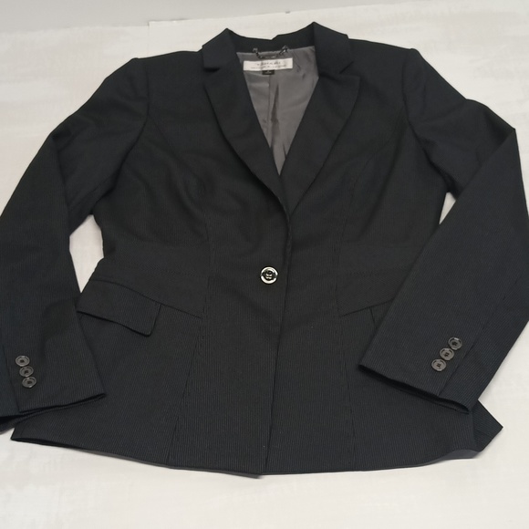 Tahari One-button-noth lapel shape blazer women's Sz 8 stripe blazer - Picture 10 of 10